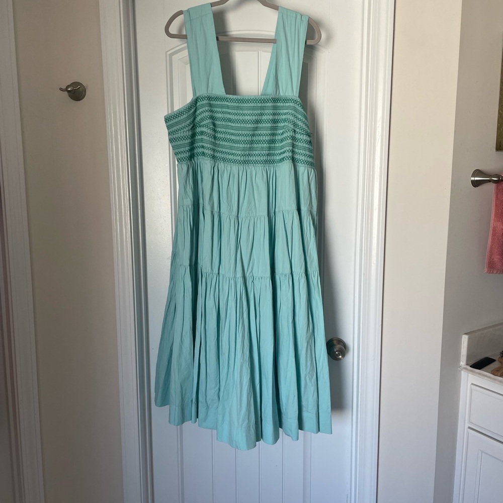 Light Blue (Teal) Anthropologie Sleeveless Dress with Smocking detail